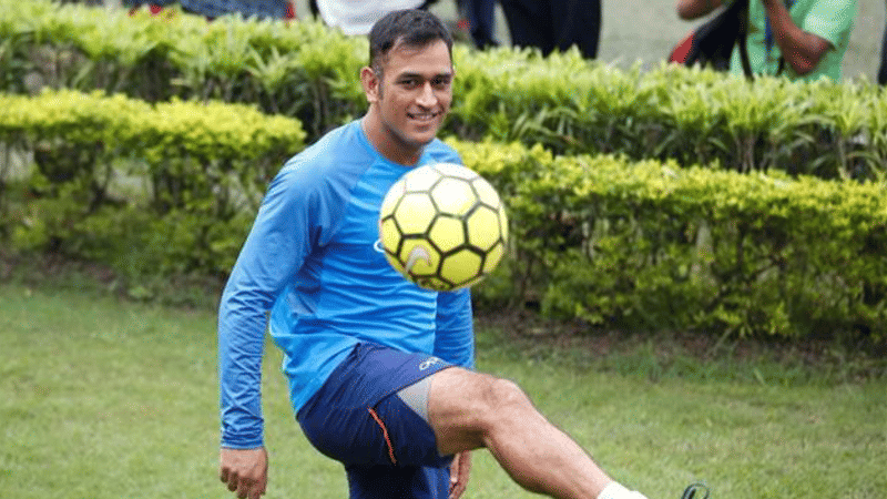 MS Dhoni spotted playing soccer to stay fit as he gets older.