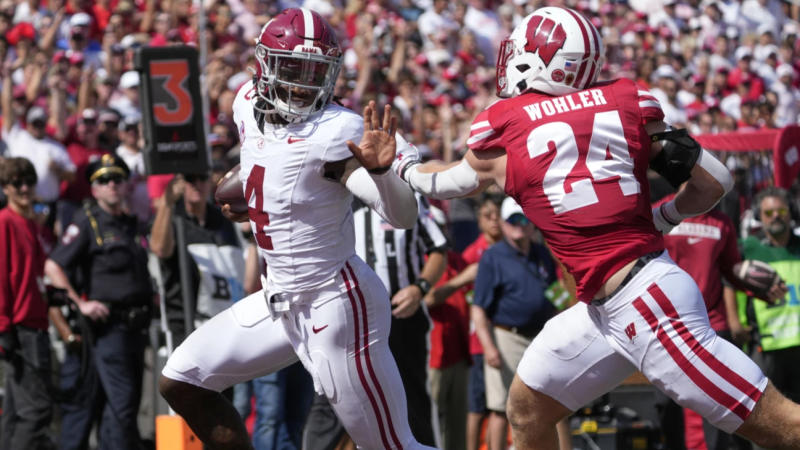 Alabama's Jalen Milroe Has Hand In 5 TDs Against Wisconsin And 14 for season