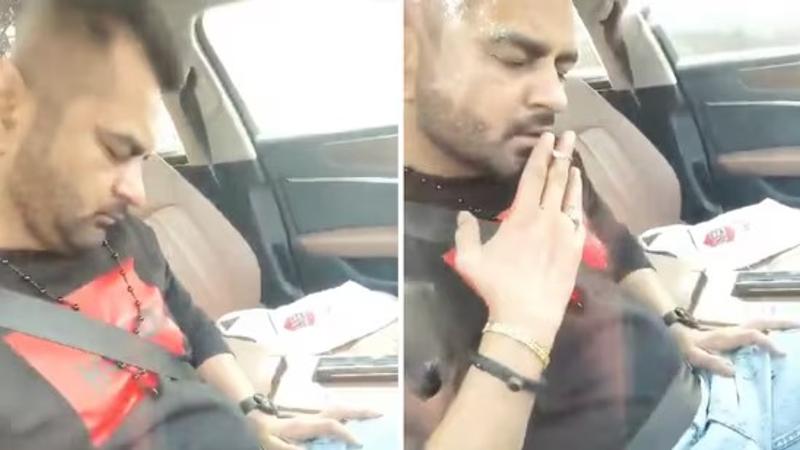 Drunk driver filmed smoking after ramming into several cars