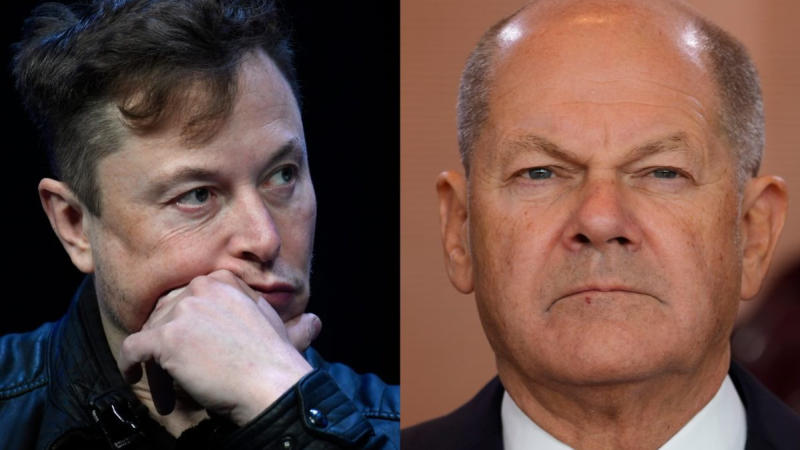 Elon Musk and German Chancellor Olaf Scholz