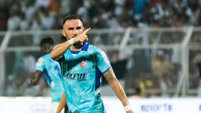 FC Goa player Armando Sadiku celebrates.