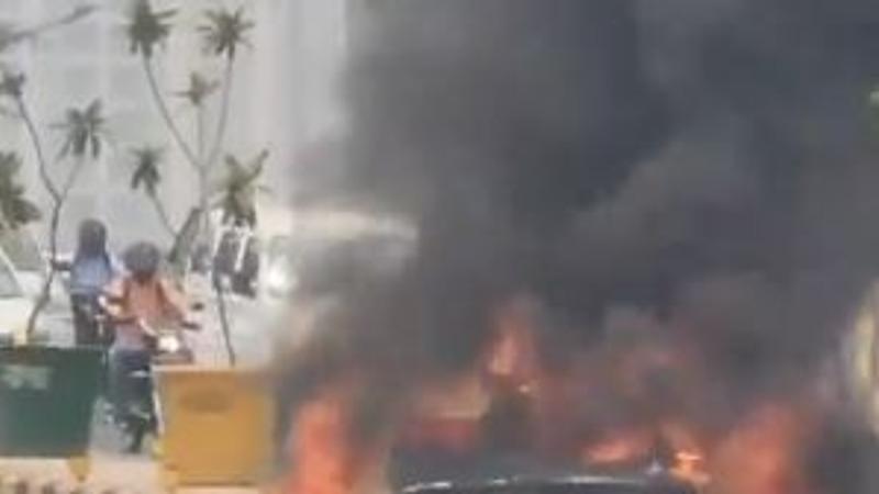 Moving car catches fire on Parthala flyover