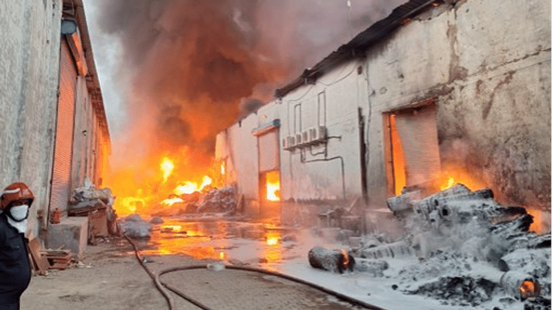 Fire at plastic factory in Delhi's Alipur