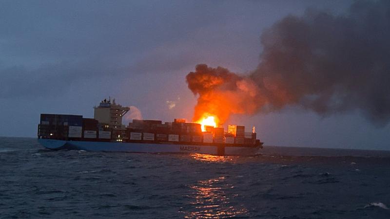 Fire on cargo ship