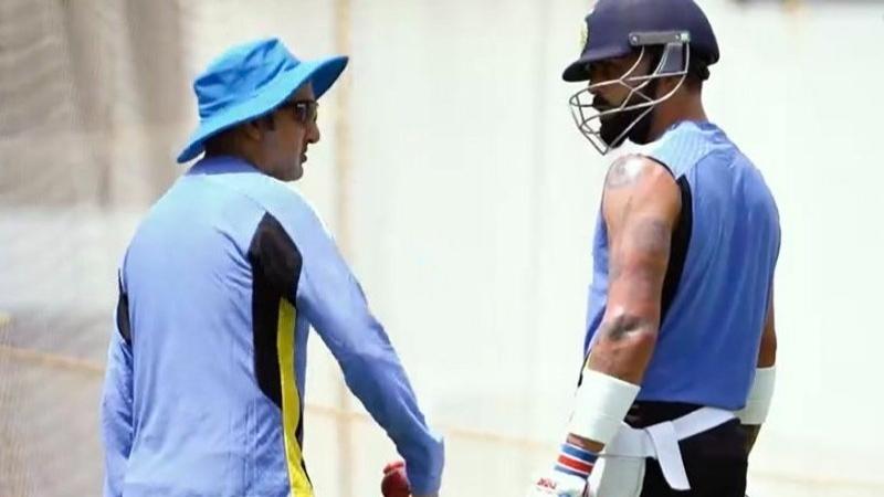 Gambhir with Kohli during India's net session