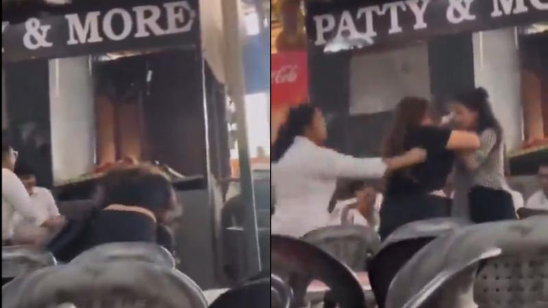 Girls Fight inside canteen in Noida, Viral news