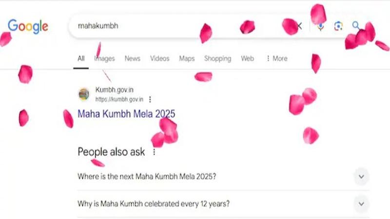 Google Joins Maha Kumbh Celebration With Petal Shower on Search Screen