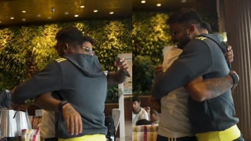 Hardik Pandya and Suryakumar Yadav hug