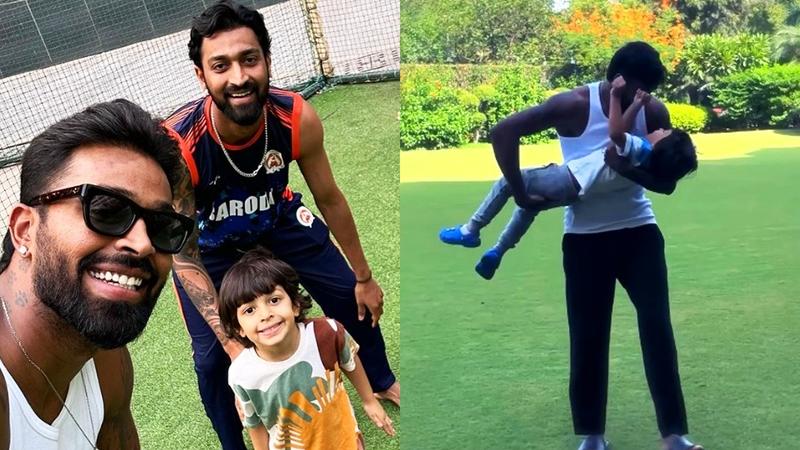 hardik pandya son reach home in mumbai