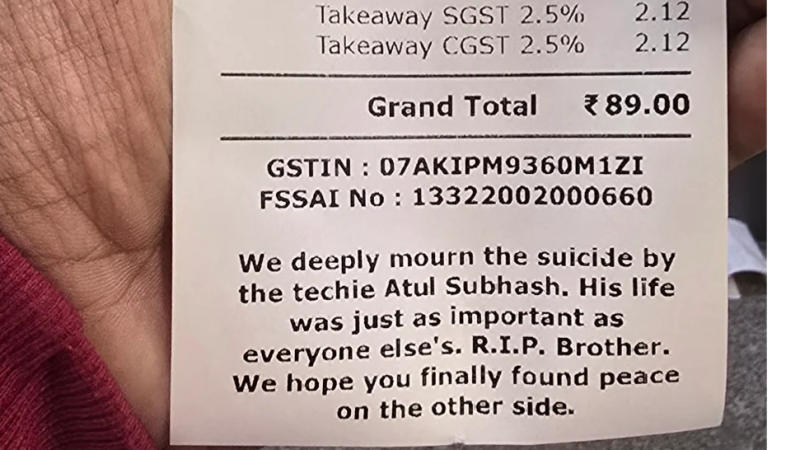 Heartwarming gesture for Atul Subhash at a restaurant