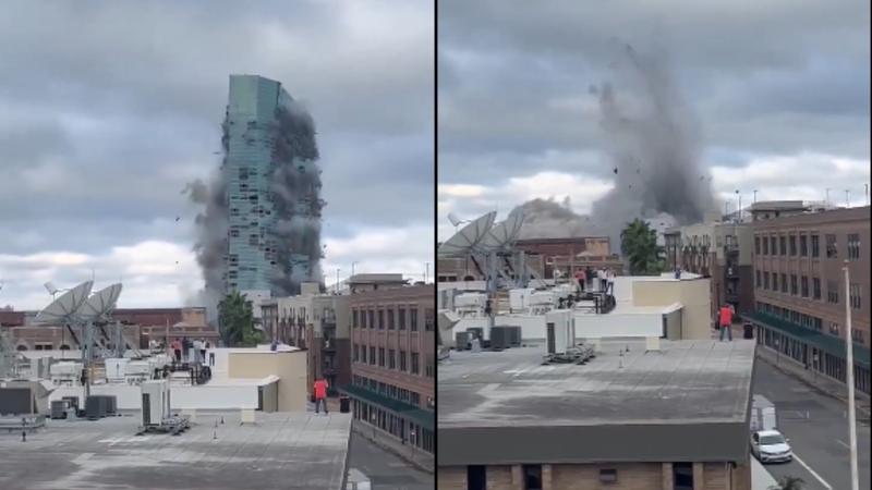 Hertz Tower in Louisiana Reduced to Rubble in Seconds, viral video