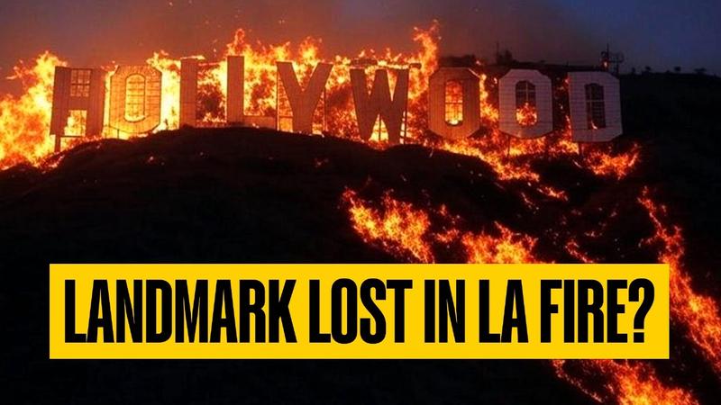 Hollywood sign sits atop Santa Monica Mountains in Los Angeles