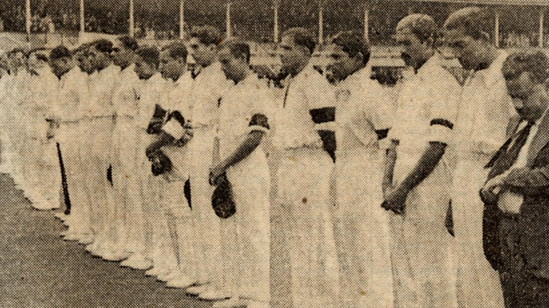 Indian and Australian players observed a minutes silence for Mahatma Gandhi