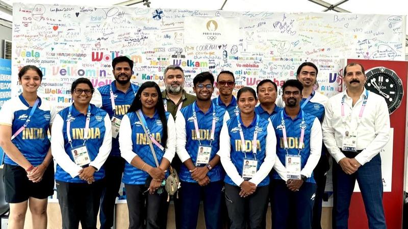 Indian Athletes arrive at Olympic Village