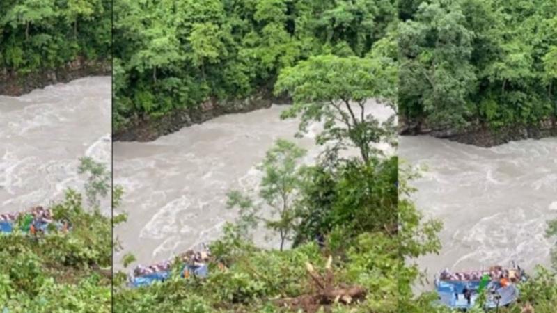 Indian Bus Enroute Nepal Plunges into River