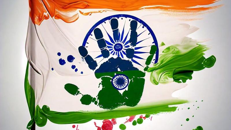 Indian Flag with Finger Painting