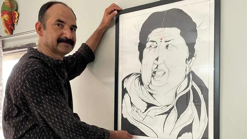 Indore artist creates portrait of Lata Mangeshkar