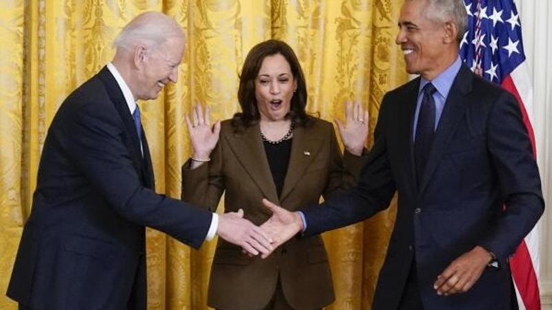 Joe Biden, Kamala Harris and Barrack Obama. 