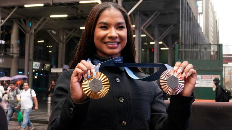 Jordan Chiles with Paris Olympics bronze medal