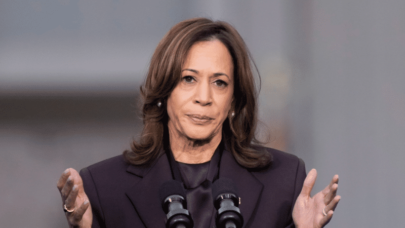 Kamala Harris addresses during her concession speech in Washington