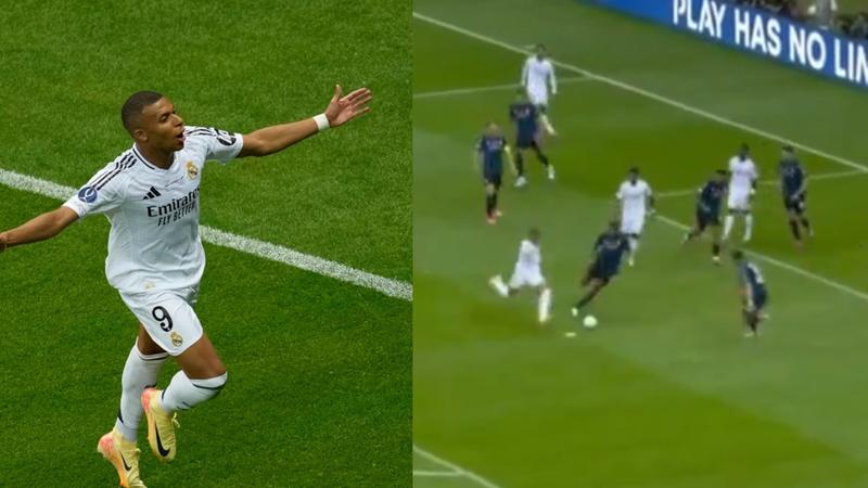 Kylian Mbappe scores on Real Madrid debut