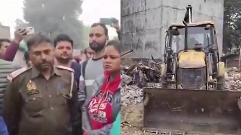 Lucknow Municipal Corporation attacked buring anti encroachment drive