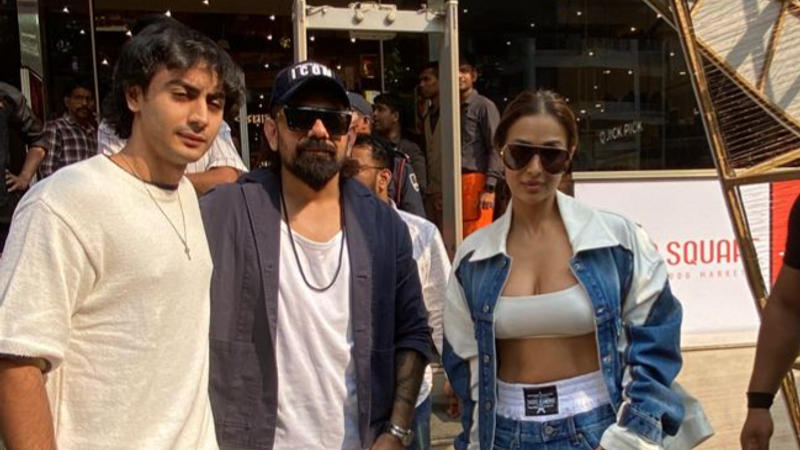 Malaika Arora snapped with her son Arhaan Khan in Mumbai.