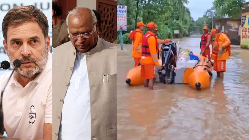 Mallikarjun Kharge and Rahul Gandhi on Gujarat Floods