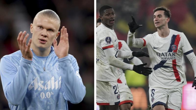 Man City's Erling Haaland and PSG Players