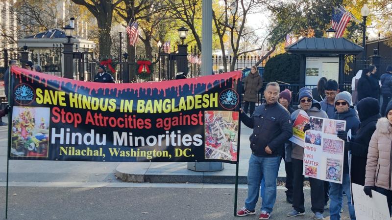 Massive Protest Erupts Outside White House Over Violence Targeting Hindus in Bangladesh