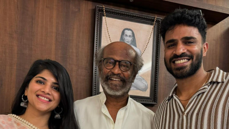 Megha Akash with Rajinikanth.