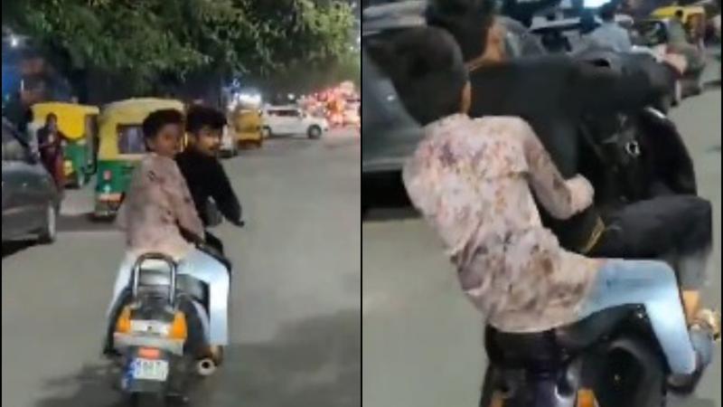 Minor Performs Dangerous Scooter Stunt On Road