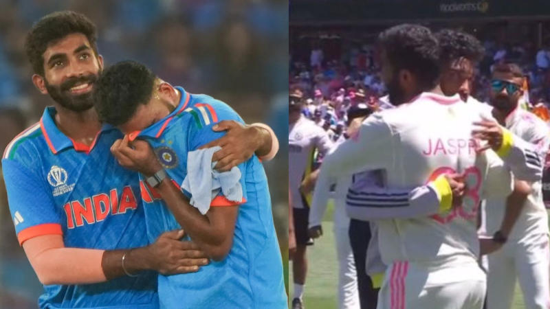 mohammed Siraj give emotional hug to jasprit bumrah after loosing Sydney test like world cup 2023 final