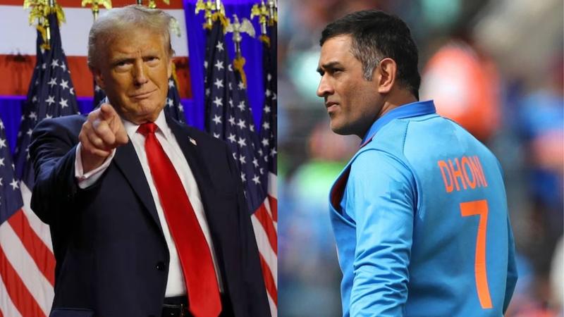 ms dhoni number 7 behind donald trump victory photo viral 