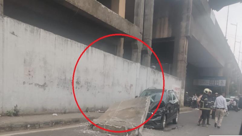 Mumbai Flyover Needs Repair! Slab Damages Car But Driver Safe