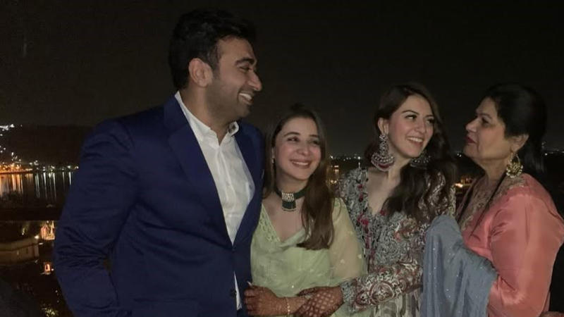 Muskan Nancy with husband Prashant and sister-in-law Hansika Motwani.