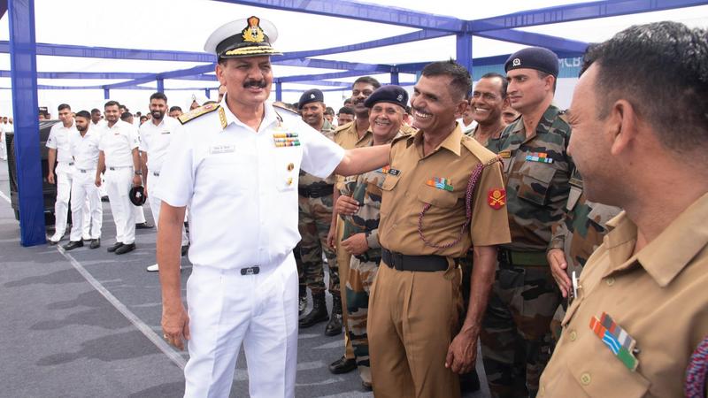 Naval chief Adm Dinesh K Tripathi visits Porbandar in Gujarat