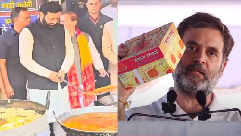 Nayab Singh Saini and Rahul Gandhi Gohana Maturam Jalebi