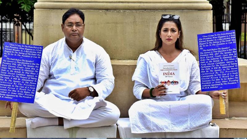 TMC MLA Rayat Hossain Sarkar and Sayantika Banerjee