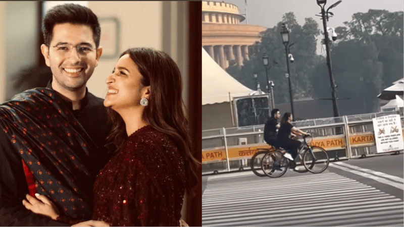 Parineeti Chopra and Raghav Chadha cycling