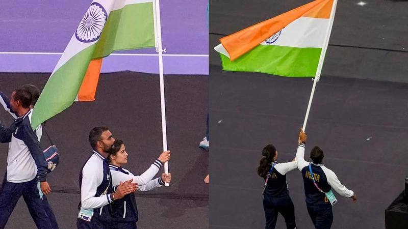 paris olympics closing ceremony manu bhaker pr shreejesh waves tricolor