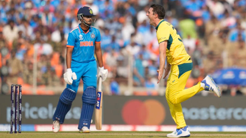 Pat Cummins Celebrates After Dismissing Shreyas Iyer