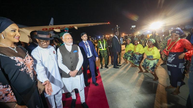 PM Modi arrives in Nigeria