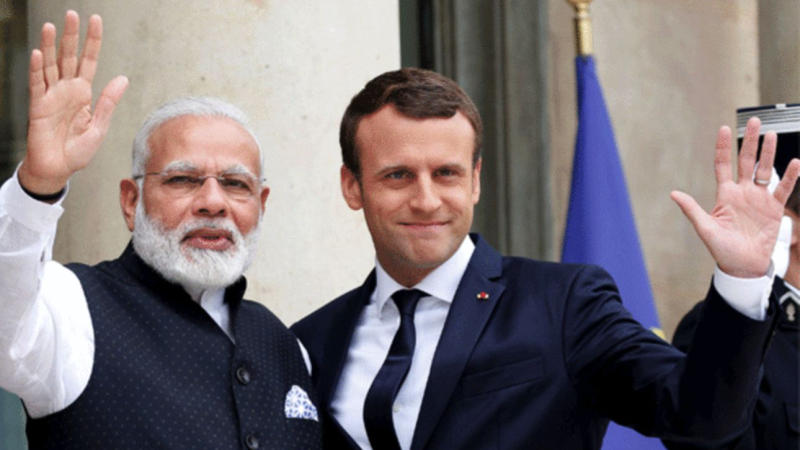 PM Modi with French President Emmanuel Macron