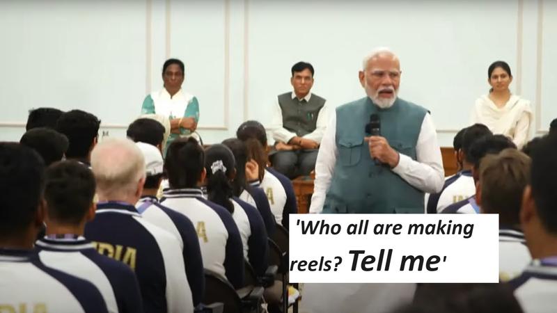 PM Narendra Modi with Indian athletes