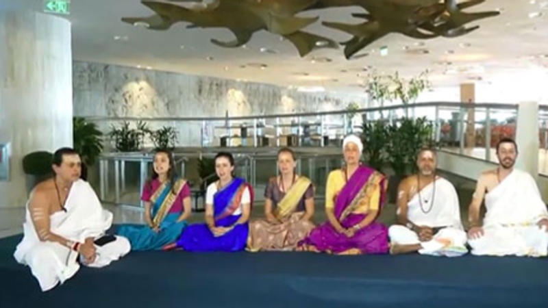 Prime Minister Narendra Modi was welcomed by Brazilian Vedic scholars chanting Sanskrit mantras upon his arrival in Brazil for the G20 summit on Monday.