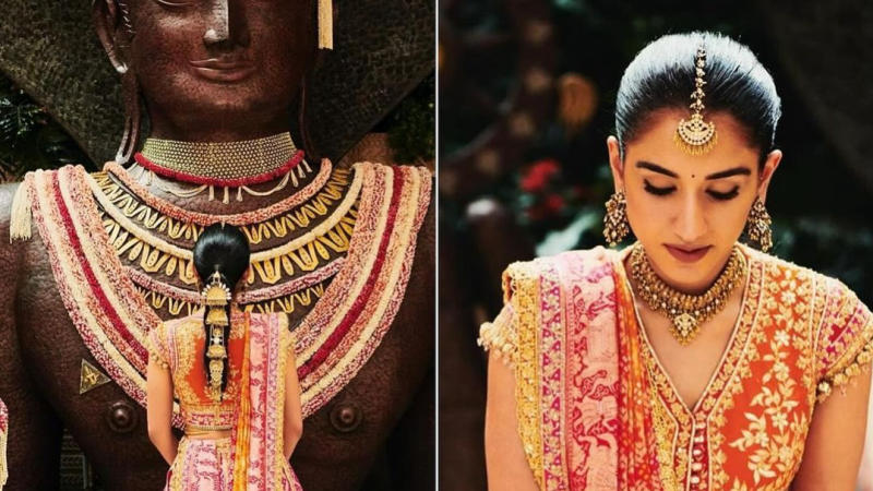 Radhika Merchant's Durga-Inspired Lehenga Shines at 'Mameru' Ceremony