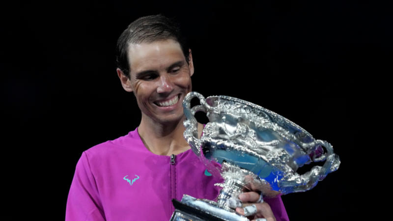 Rafael Nadal celebrates 2022 Australian Open crown