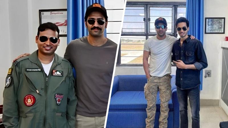 Ranbir Kapoor and Vicky Kaushal at Bikaner's Air Force Base.