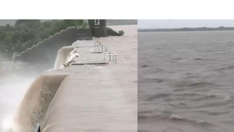 Ranjit Sagar Dam, in Jamnagar, overflowed after the water level of the dam reached 29 feet amid continuous heavy rainfall in many district of Gajarat